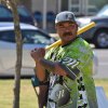 Silverio Mosqueda preparing to hit a home run in whiffle ball.